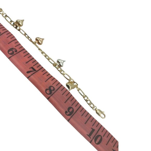 Brazilian Gold laminated Heart Bracelet Women's tricolor Bracelet 10 in. New - Picture 6 of 14